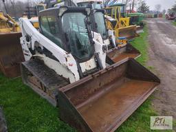 Bobcat T650 track skid steer loader, cab, GP bucket, power wedges, 2 speed, hand and foot controls,