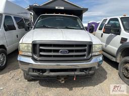 2002 Ford F550 1 ton dump, steel body, standard transmission, A/C, Diesel, 73,944 mi.,