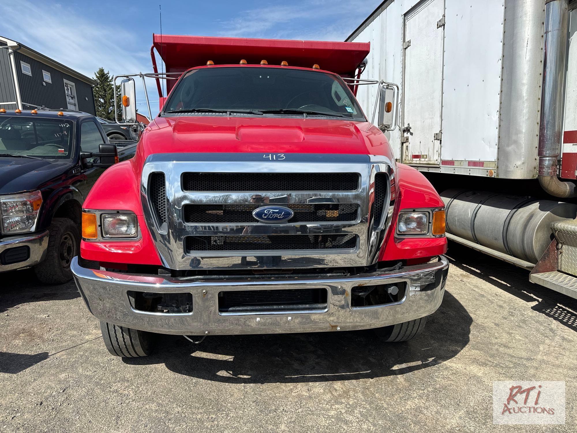 2012 Ford F650 single axle dump with 67 Cummins engine, automatic transmission, PW, PL, A/C, 85K,