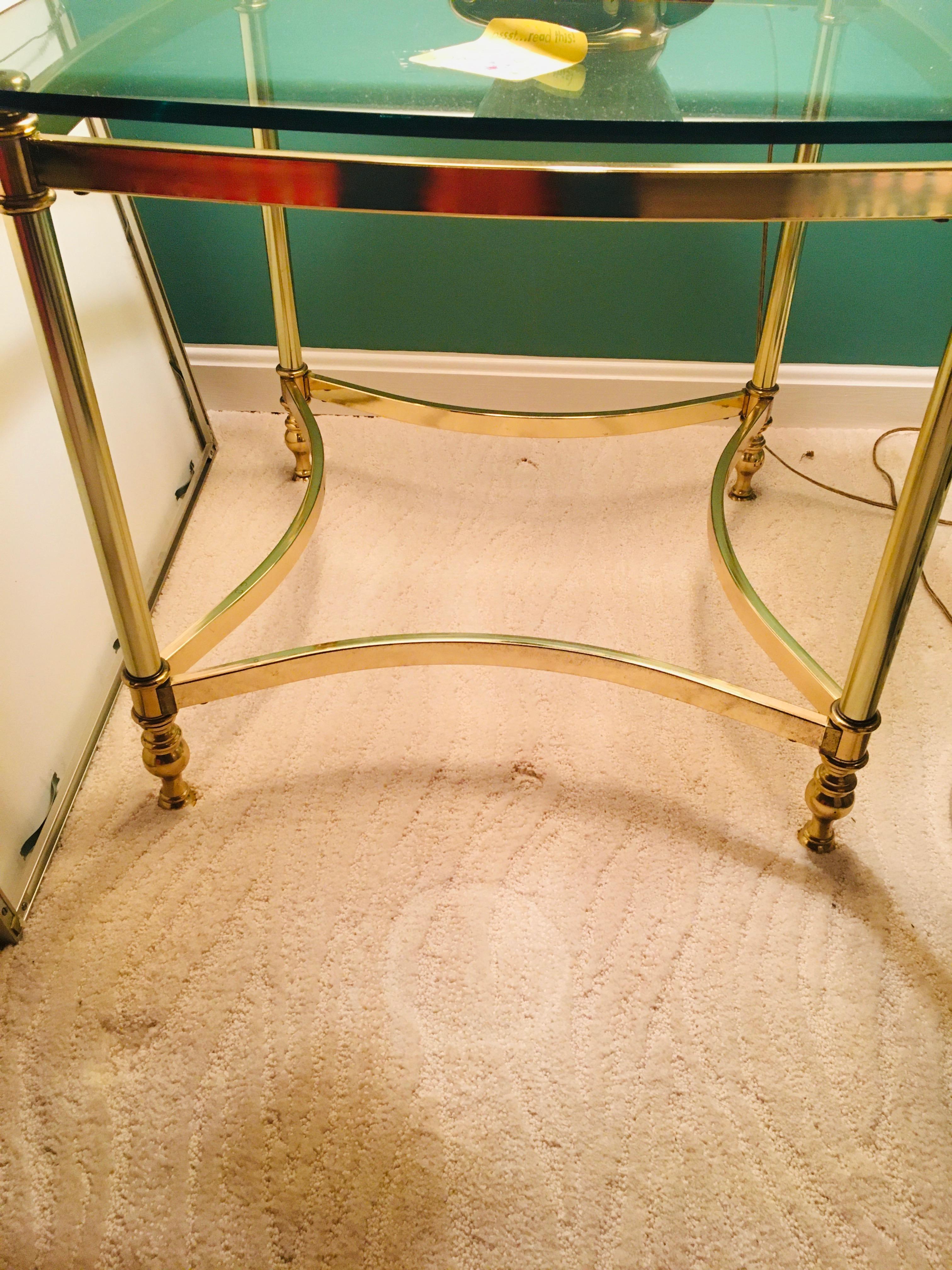 Glass End Table With Gold Framework