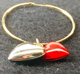 Vintage Heart Pin & Gold Hoops