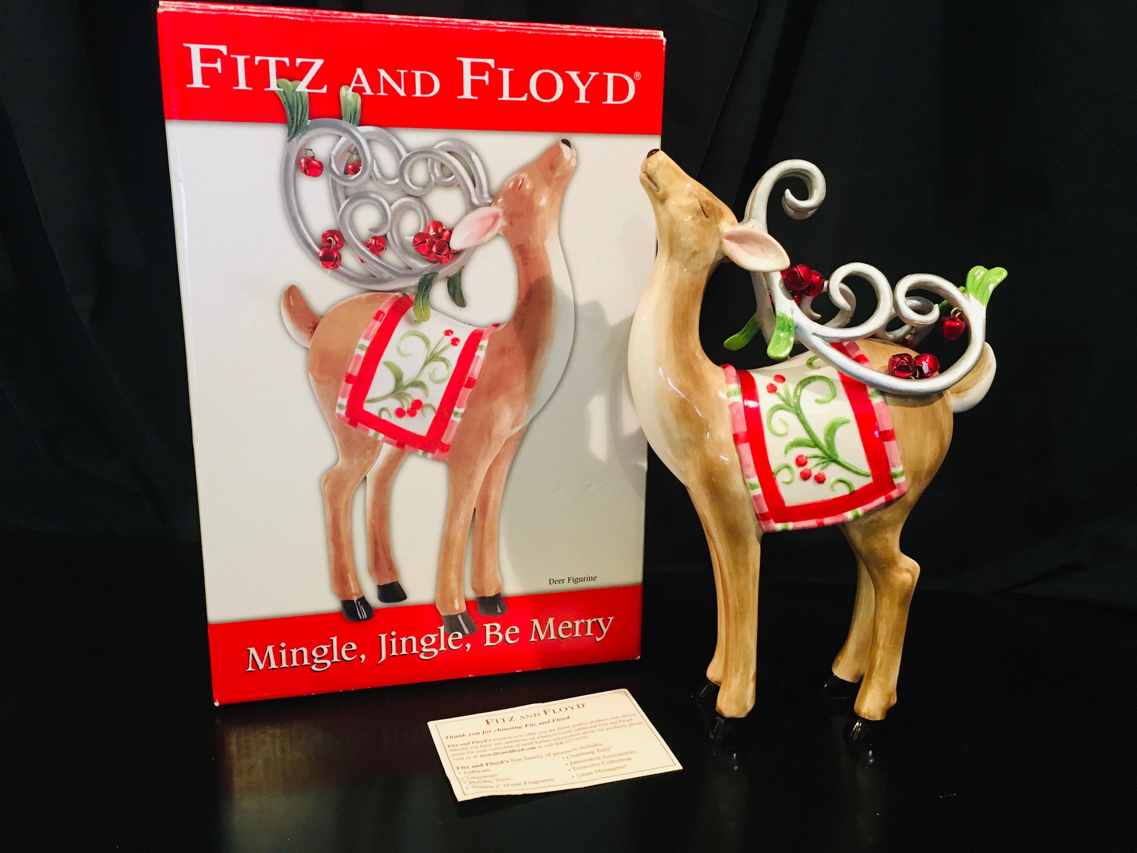 Fitz And Floyd -  Mingle, Jingle, Be Merry DEER FIGURINE #1