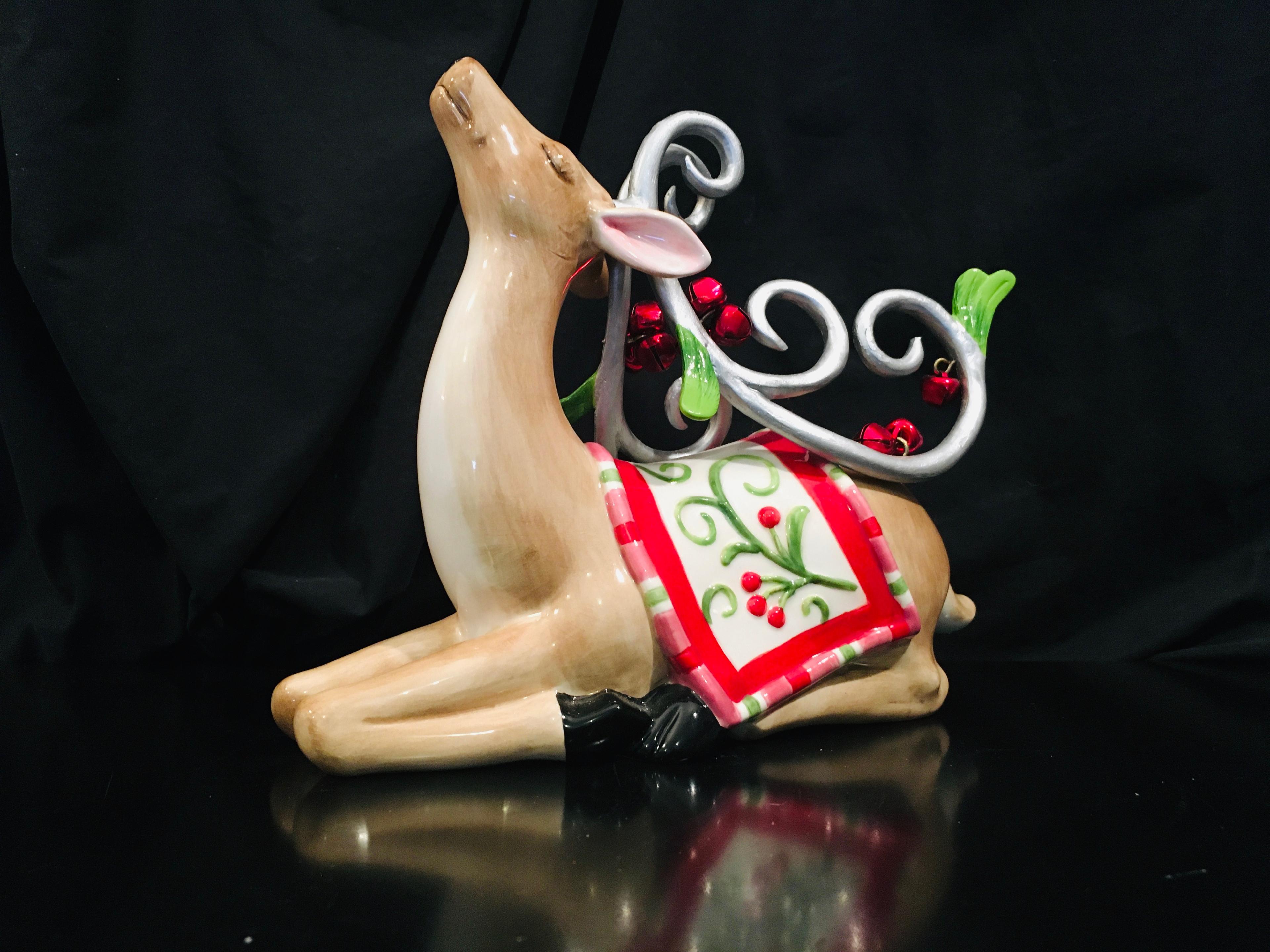 Fitz And Floyd -  Mingle, Jingle, Be Merry DEER FIGURINE #2