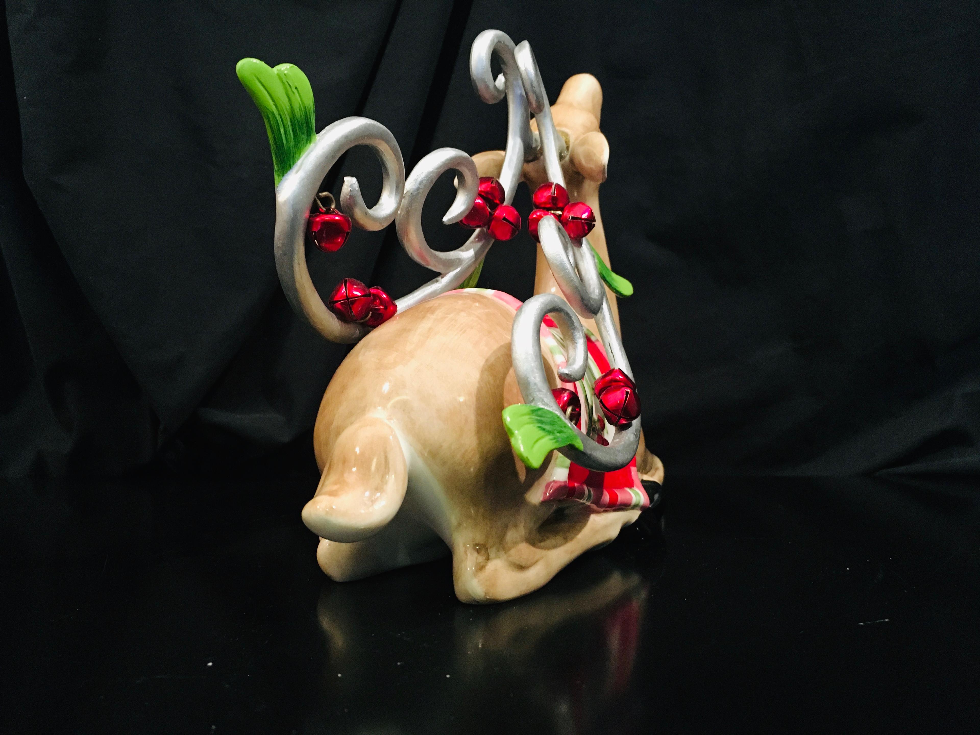 Fitz And Floyd -  Mingle, Jingle, Be Merry DEER FIGURINE #2