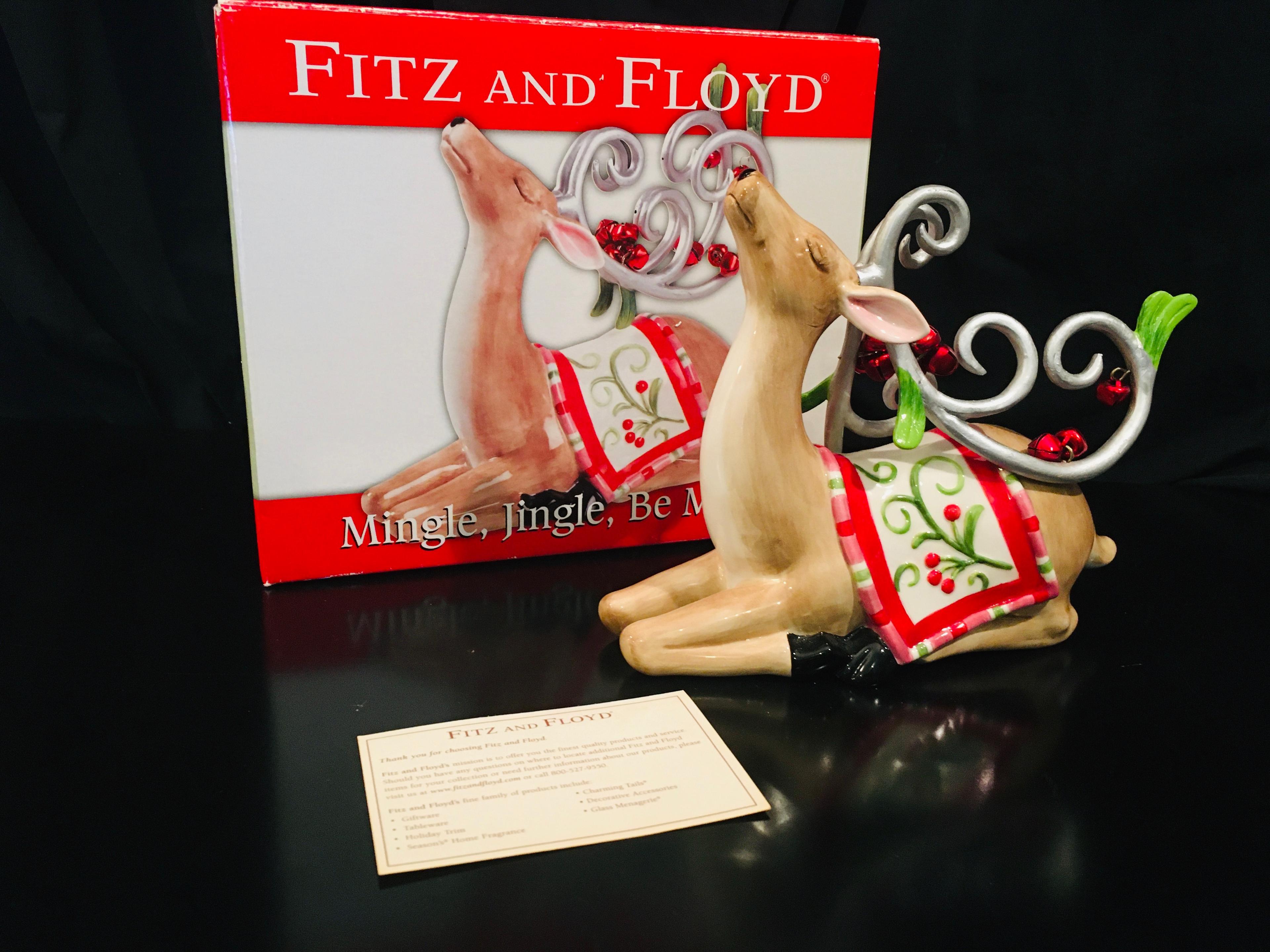 Fitz And Floyd -  Mingle, Jingle, Be Merry DEER FIGURINE #2