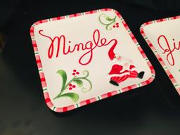 Fitz And Floyd -  Mingle, Jingle, Be Merry BE MERRY SNACK PLATES SET OF 3