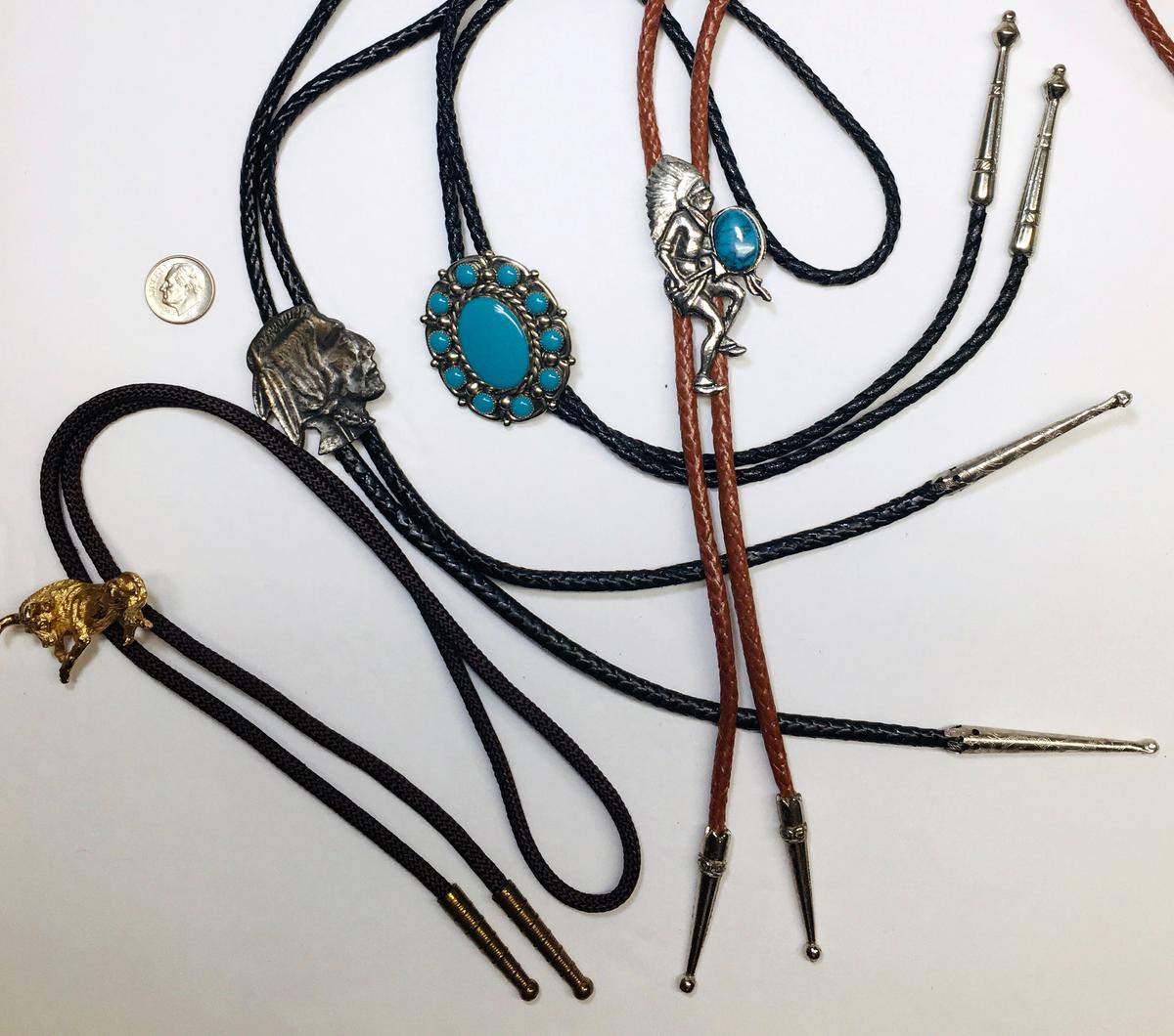 4 Vintage BOLO TIES. They are coming back in style again.