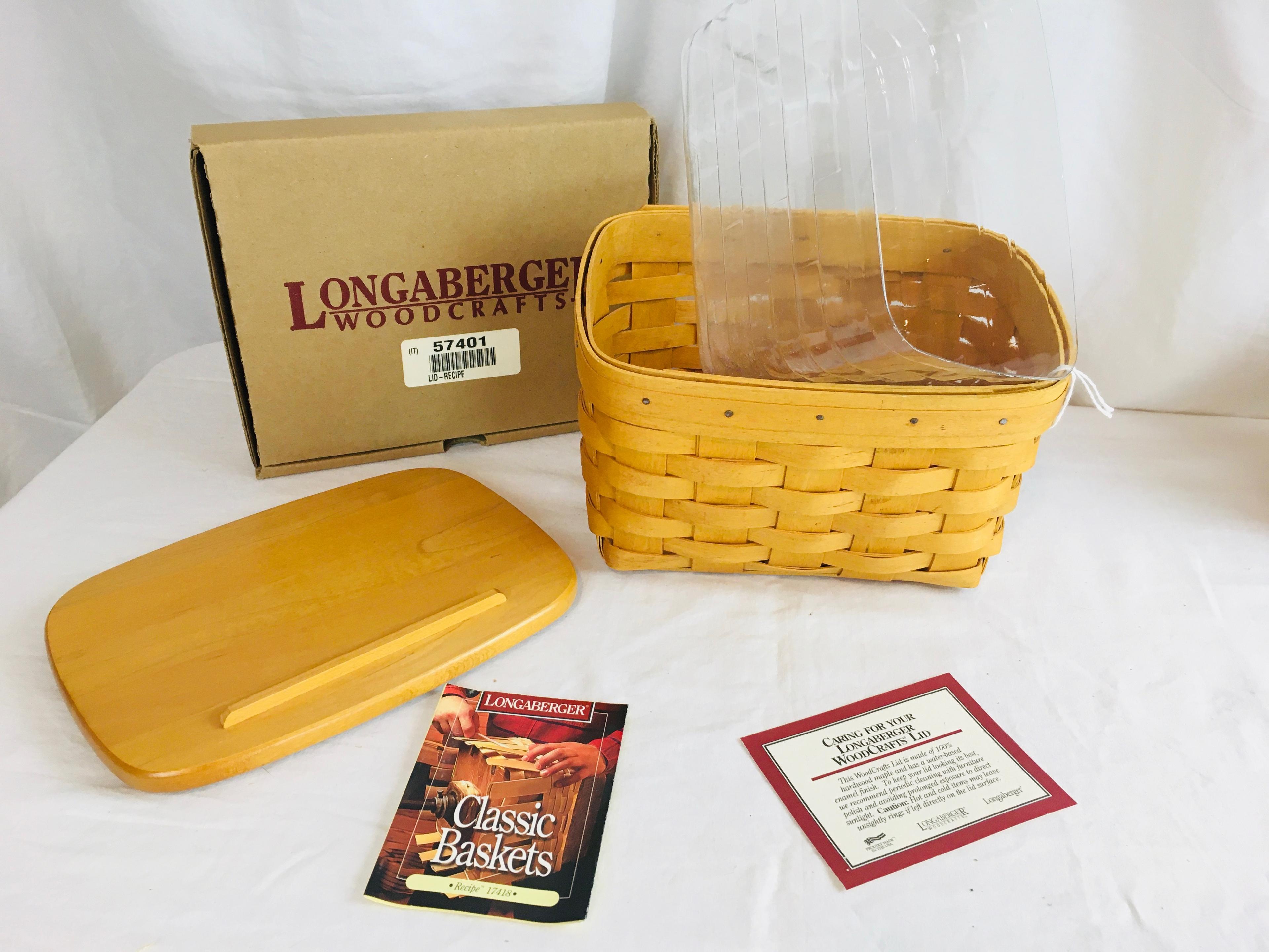 2001 Salt & Pepper Basket Set, 1998 Recipe Basket with Wooden Lid