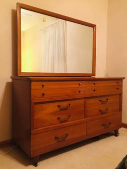 #3 CAVALIER Bedroom Suit Mid Century Headboard Chest Dresser mirror Box Springs, Mattress, Bedding