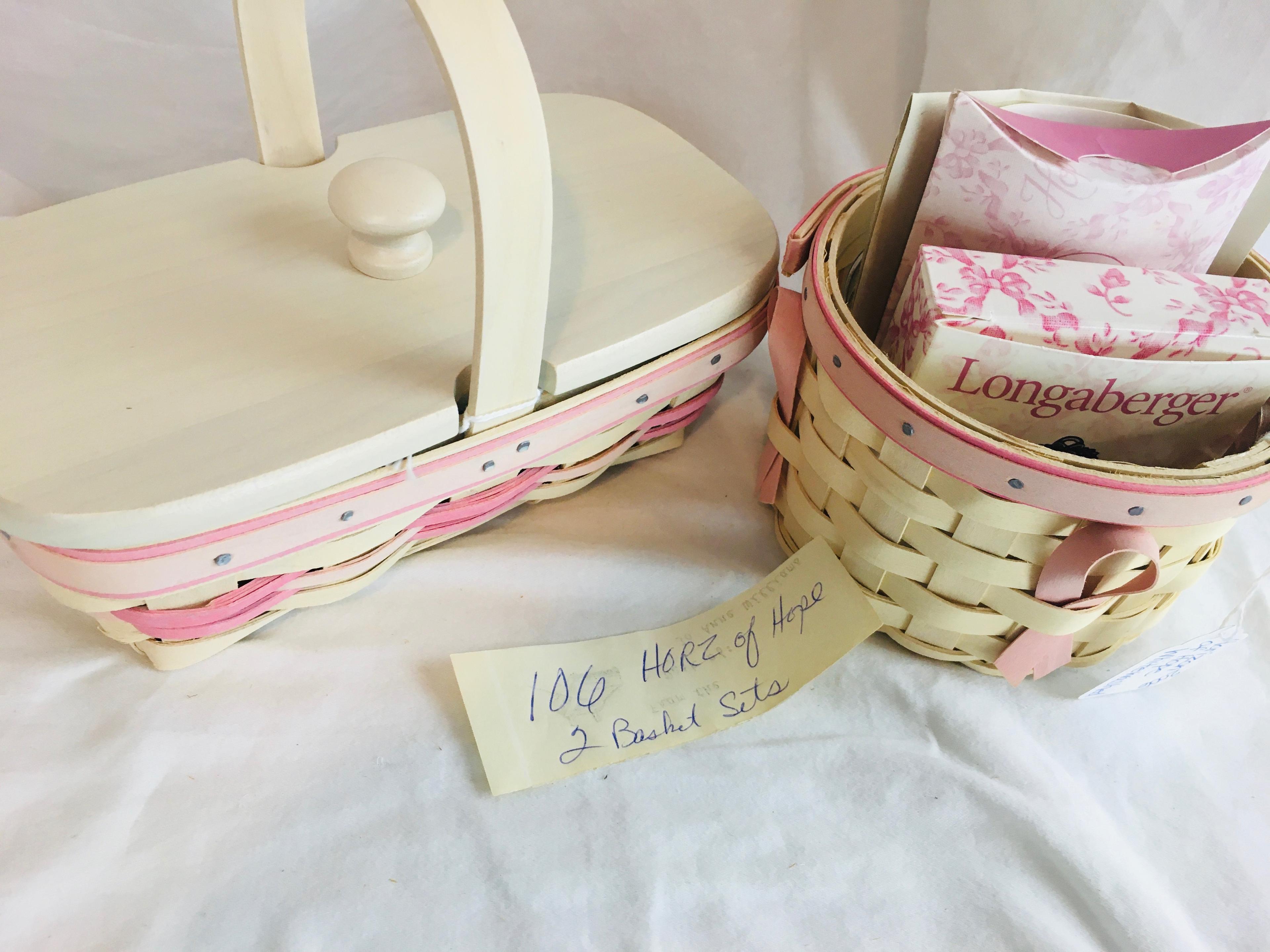 2000 White Washed HORIZON OF HOPE Basket Set & 2006 White Washed HORIZON OF HOPE Basket Set