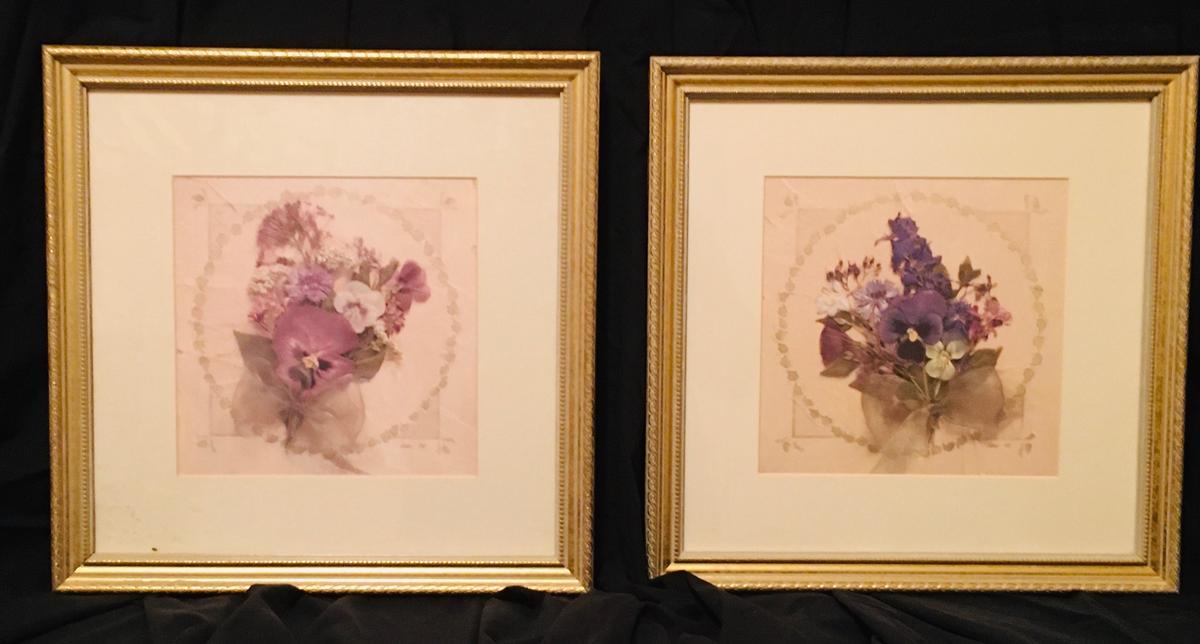 2 Framed Prints - Antique Pansy