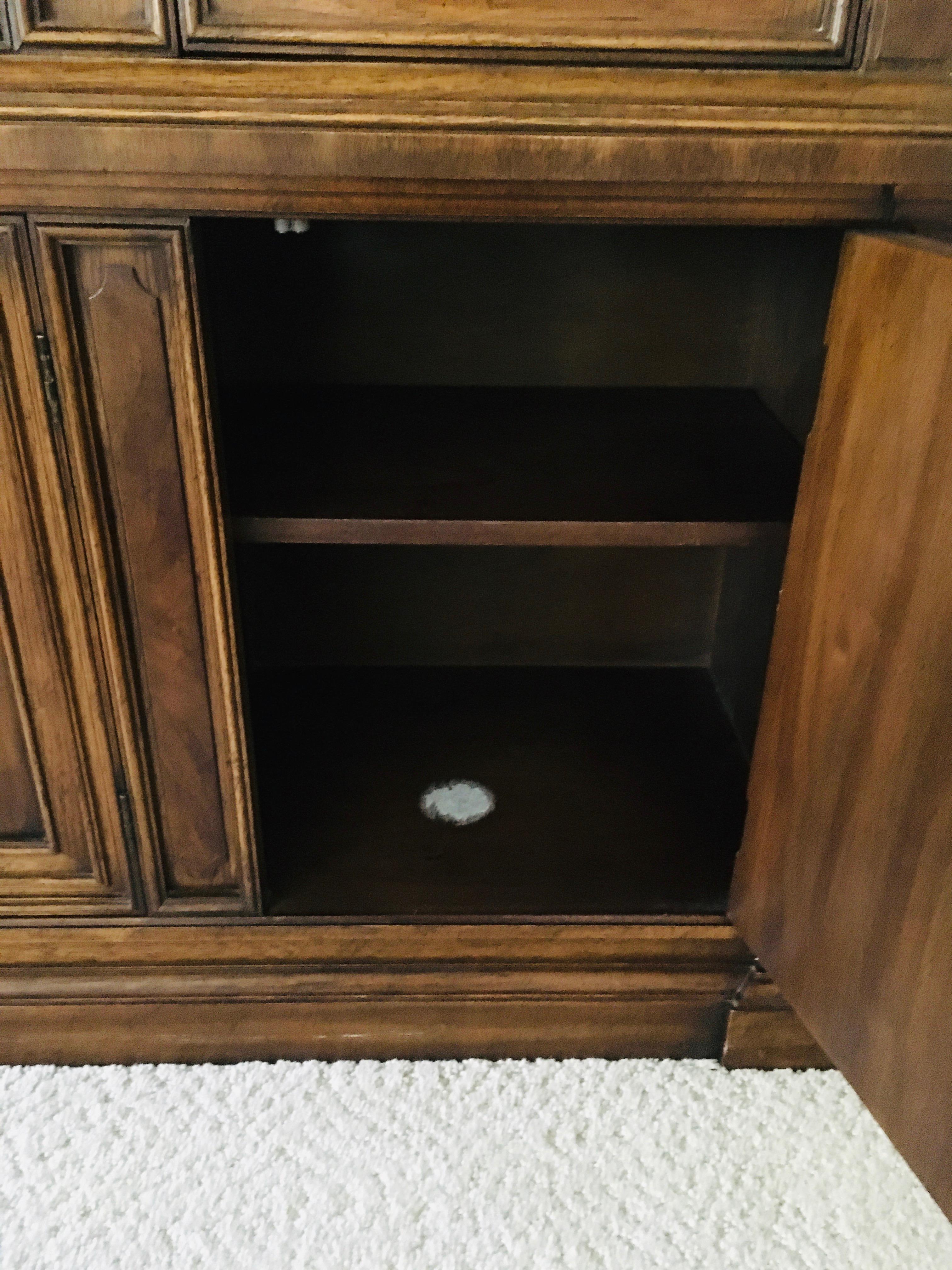 Drexel China Cabinet. Adjustable Shelfs above & below. Flatware Drawer in Center