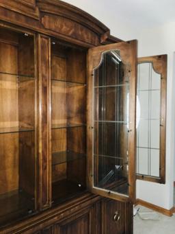 Drexel China Cabinet. Adjustable Shelfs above & below. Flatware Drawer in Center