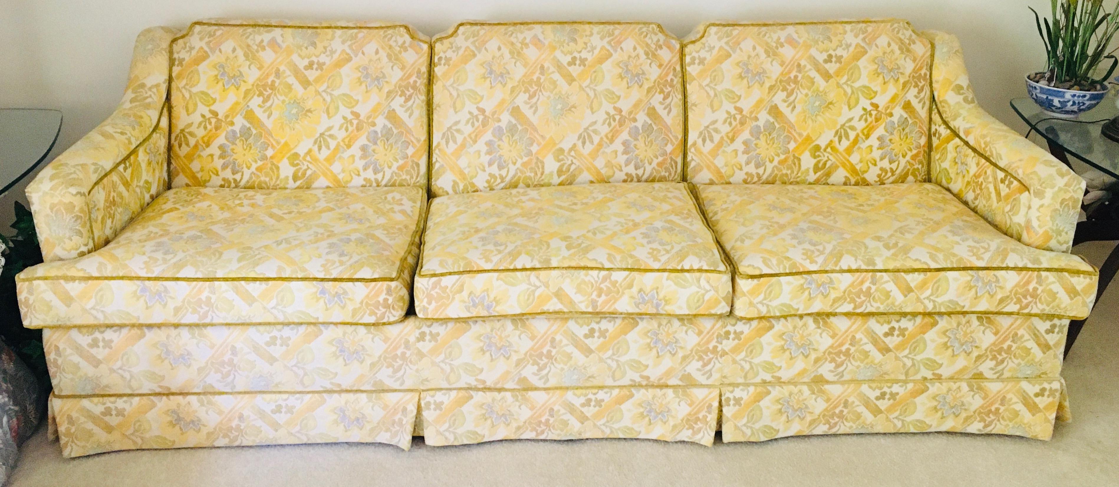 Formal Vintage Sofa in Golden Yellow.