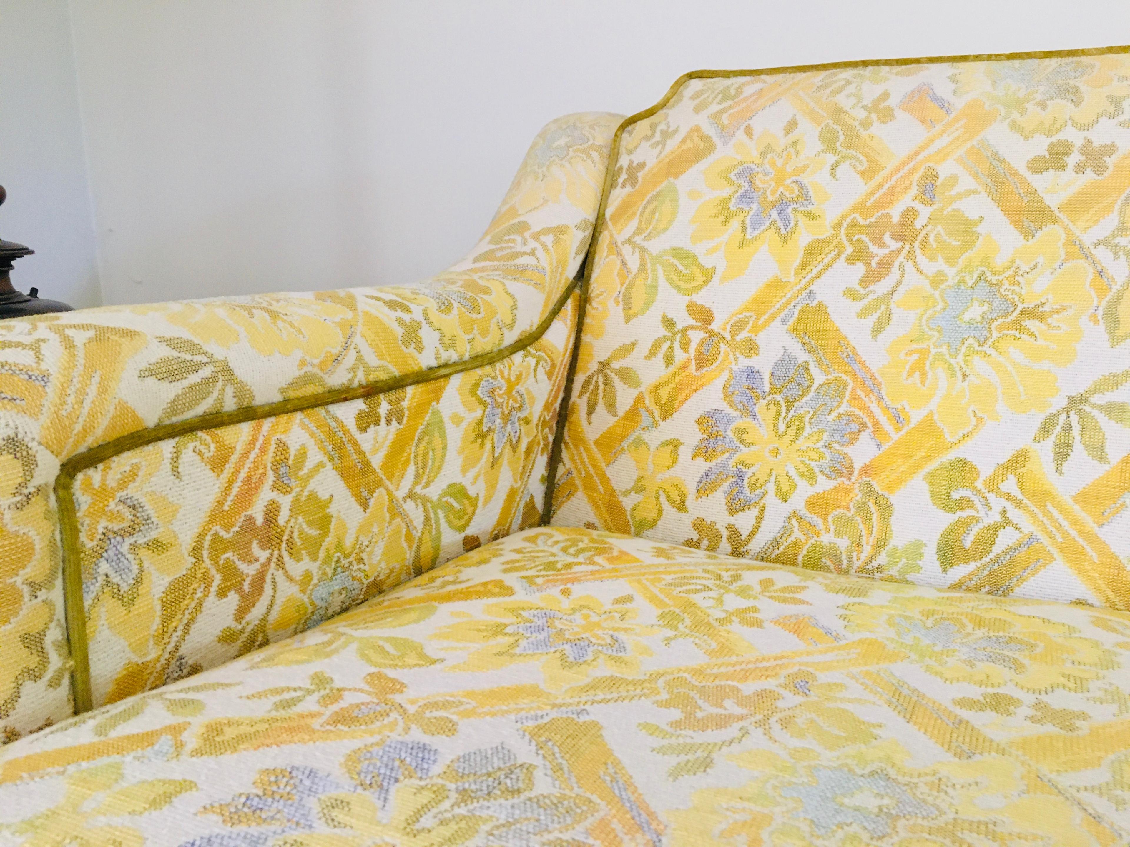 Formal Vintage Sofa in Golden Yellow.