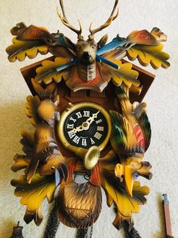 Vintage Hunting Theme Cuckoo Clock Bachmaier & Klemmer Clock Factory Berchtesgaden Germany 1971