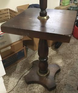 Wooden Floor Lamp and End Table Combination