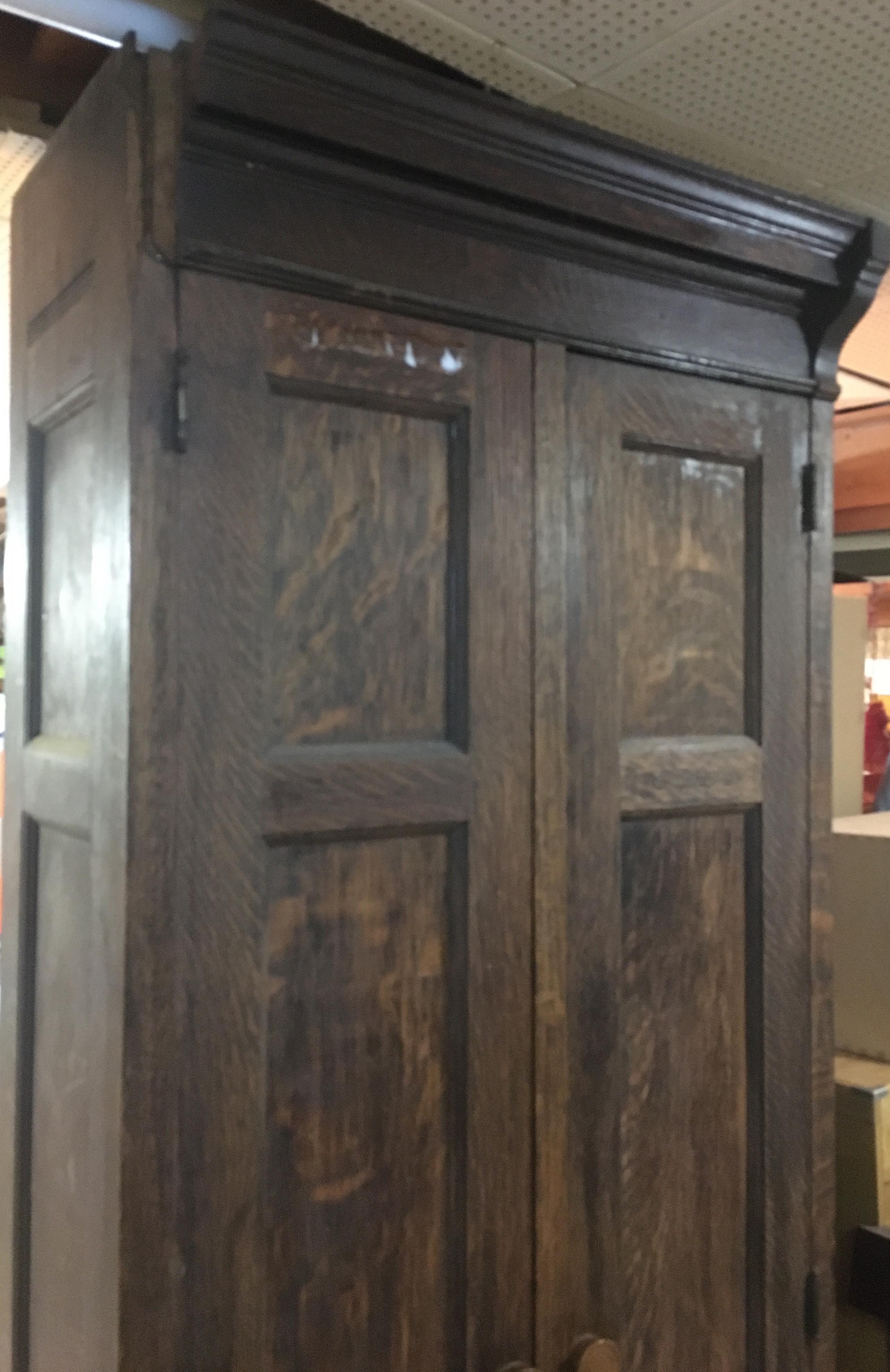 Antique Oak Wardrobe Cabinet.