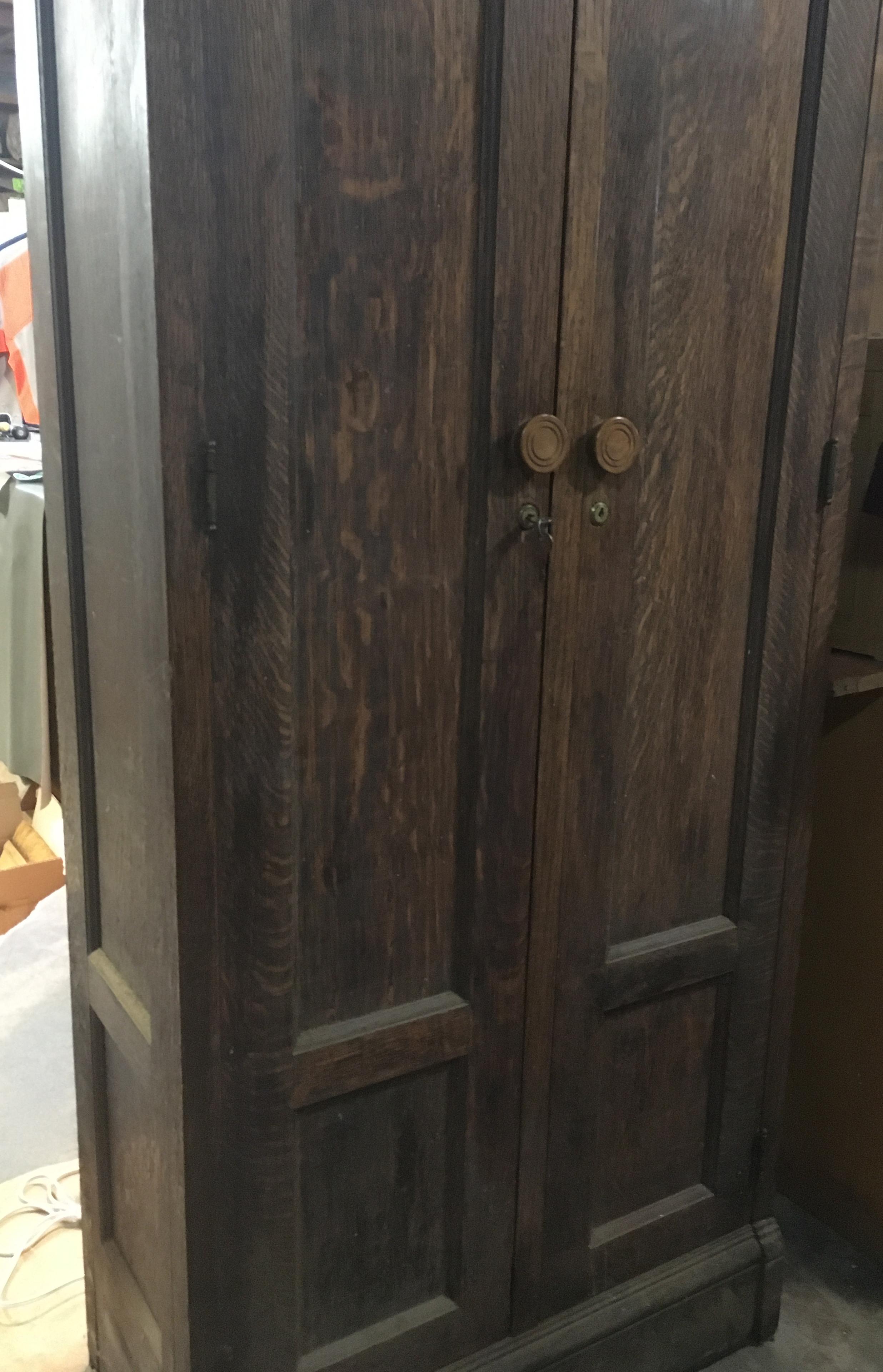 Antique Oak Wardrobe Cabinet.