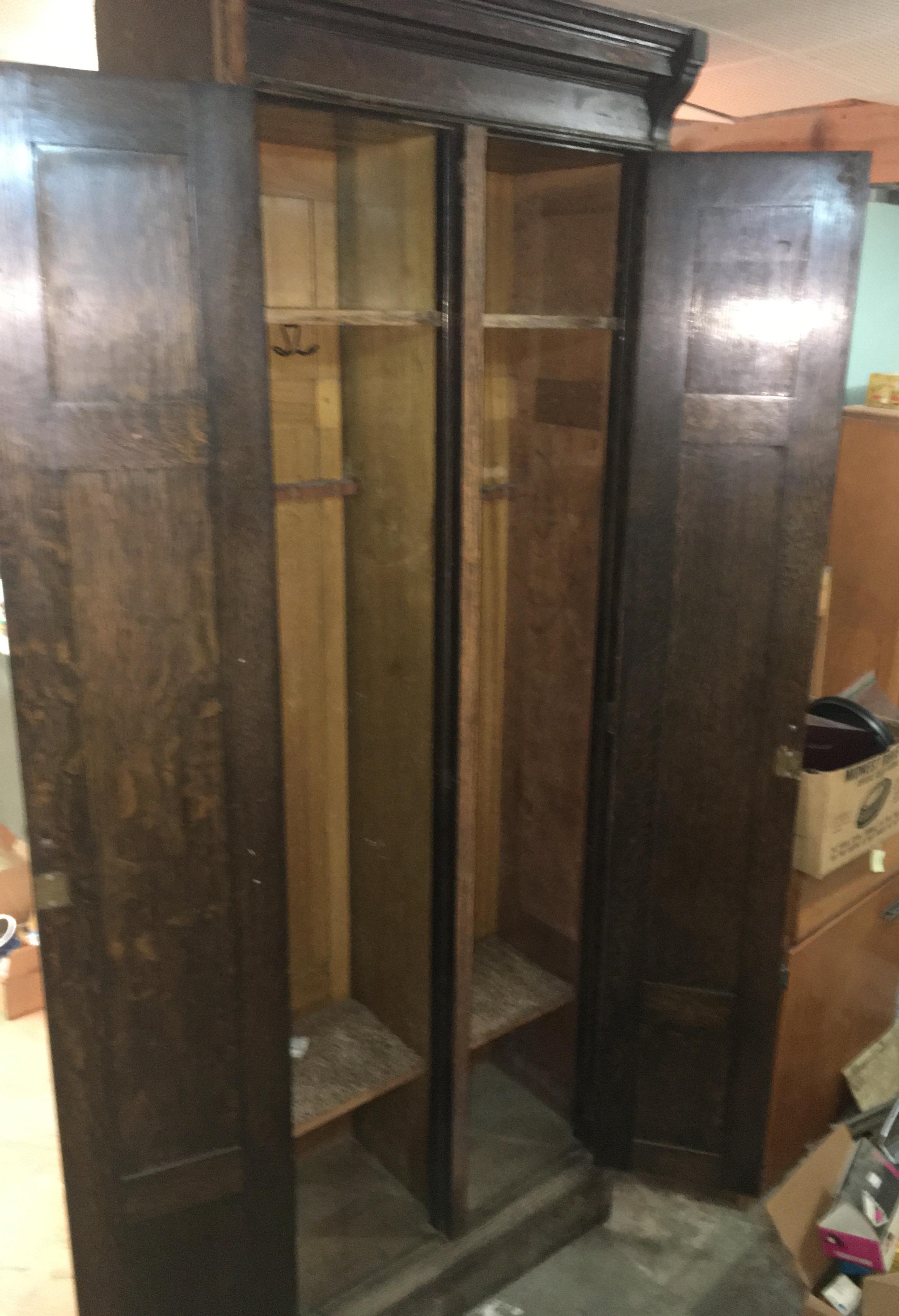 Antique Oak Wardrobe Cabinet.