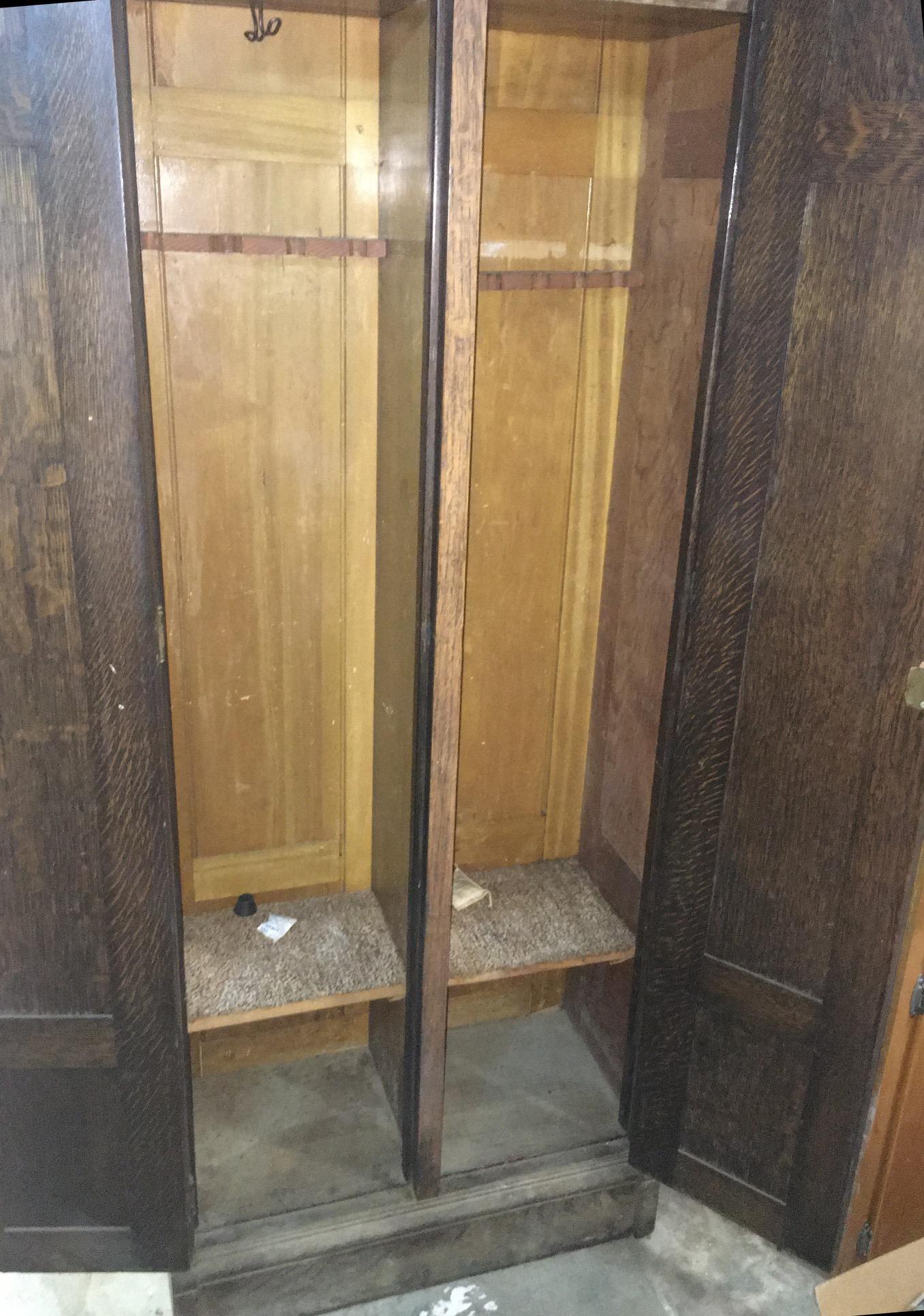 Antique Oak Wardrobe Cabinet.