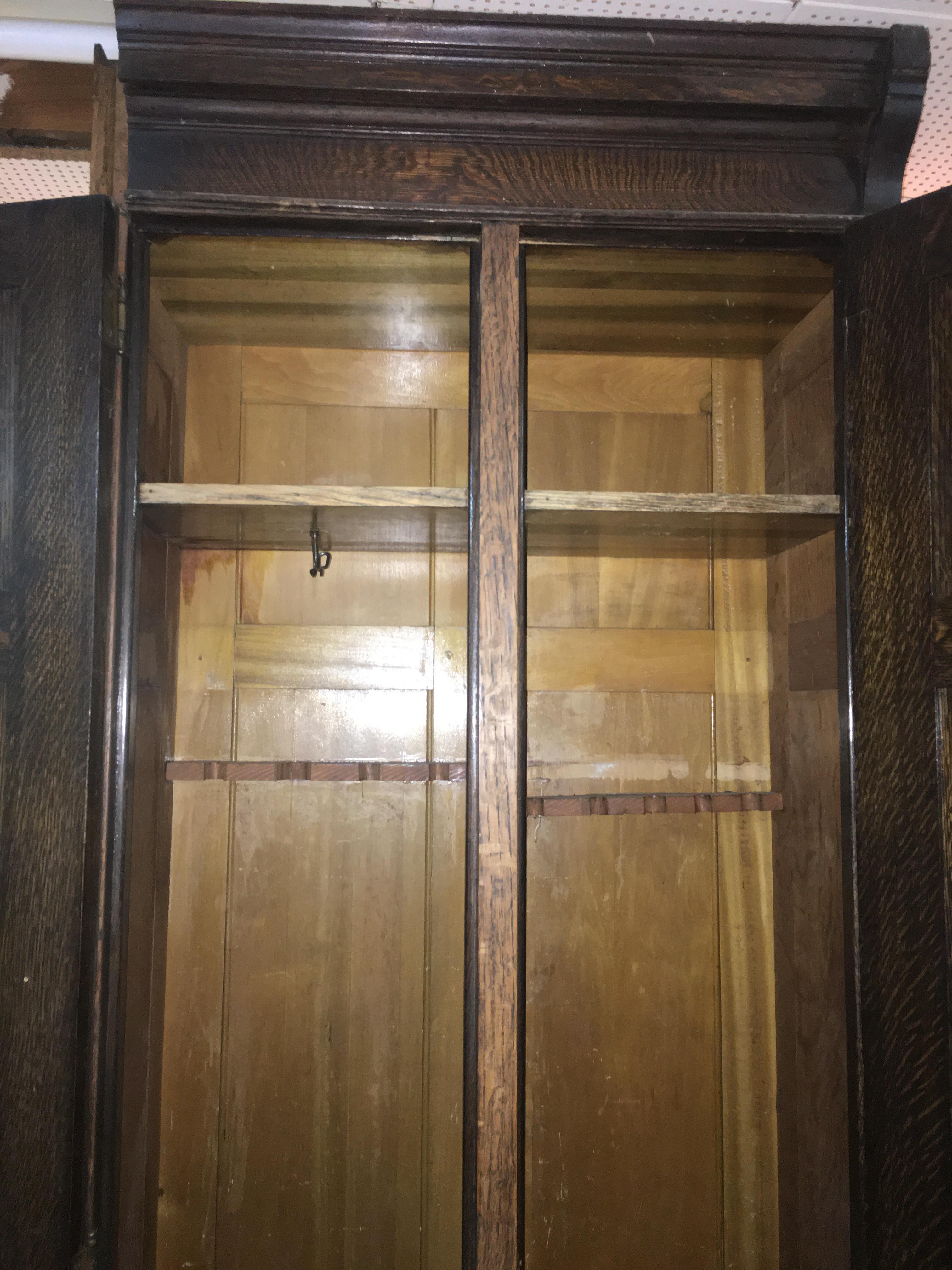 Antique Oak Wardrobe Cabinet.