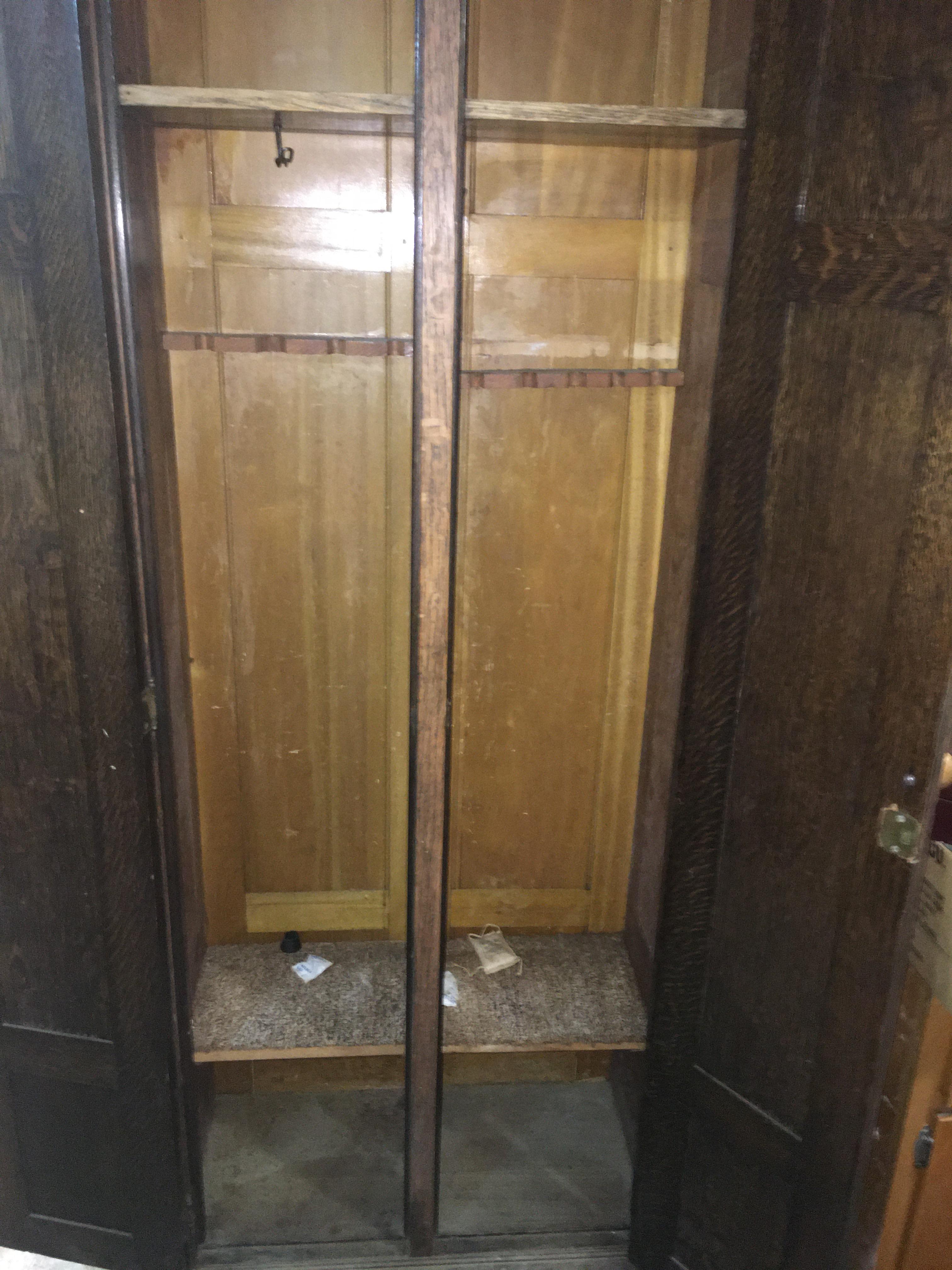 Antique Oak Wardrobe Cabinet.