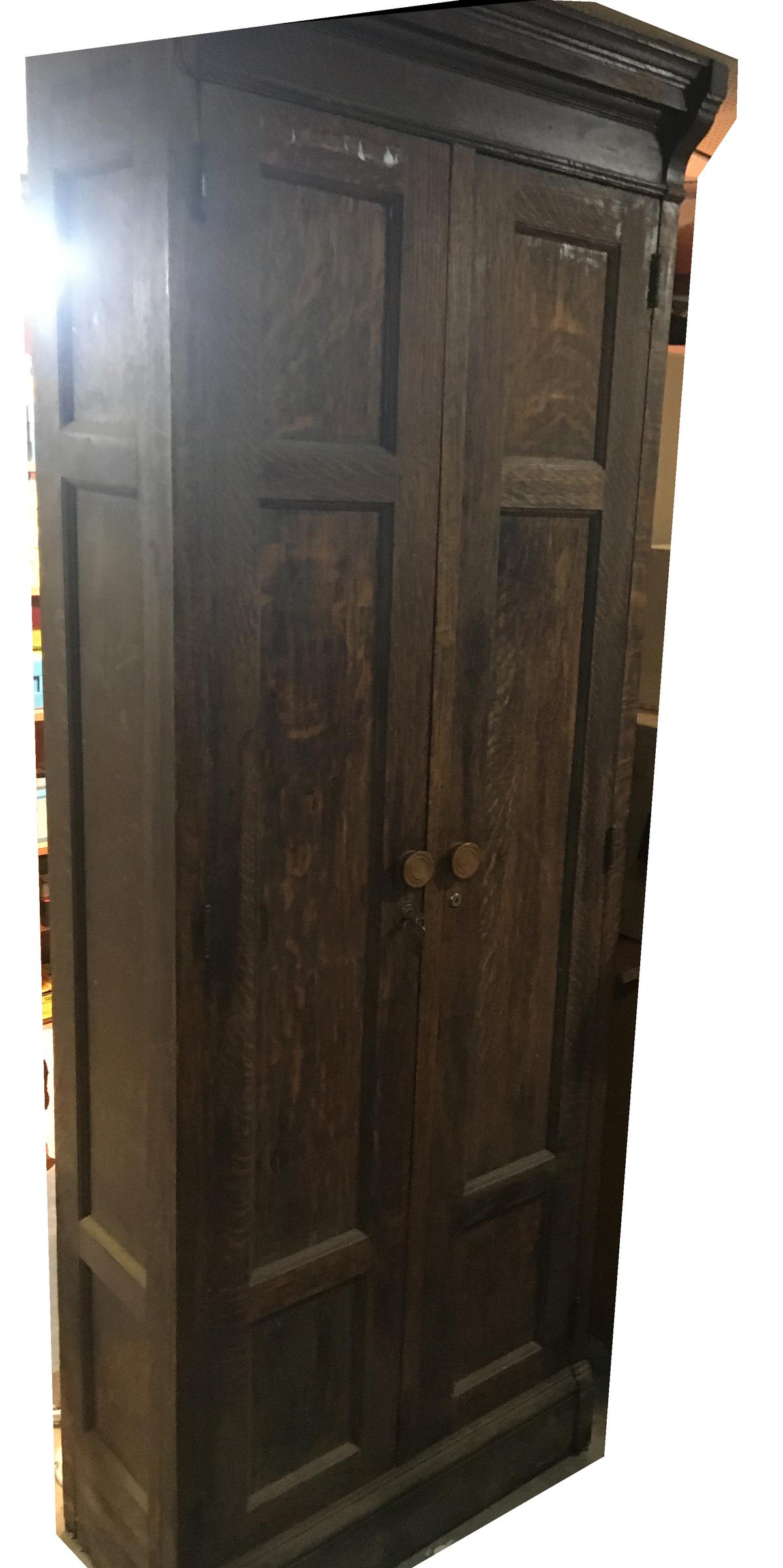 Antique Oak Wardrobe Cabinet.