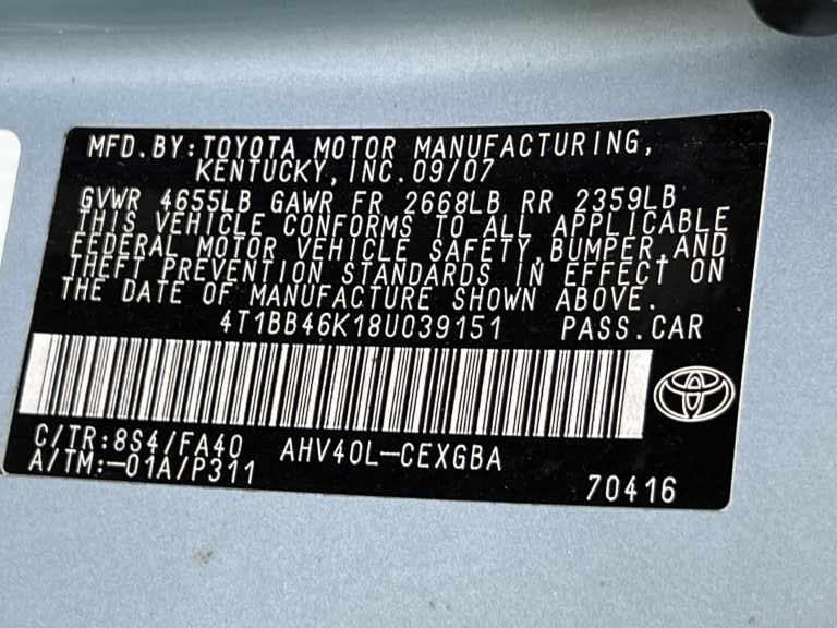 2008 Toyota Camry Tow# ?4052