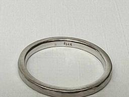 14K White Gold 2 mm Hammered Stain Textured Band