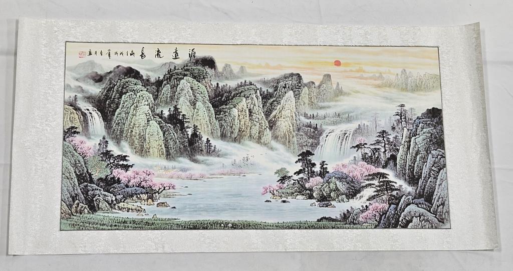 Japanese Waterfall Painting 24in x 48in