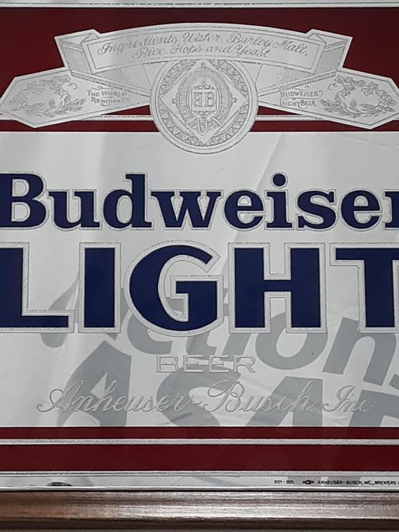 Budweiser Light Logo Bar Mirror - Framed