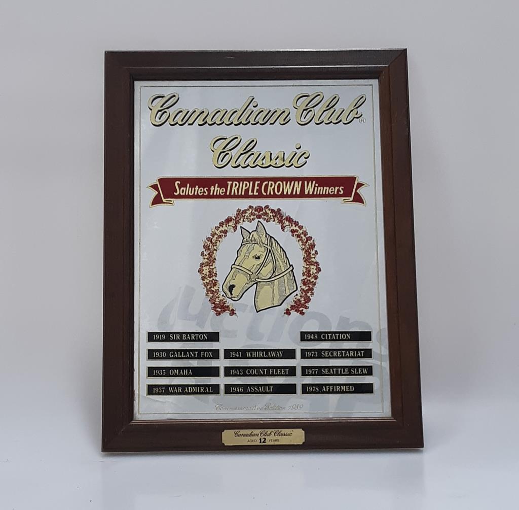 Canadian Club "Triple Crown Winners" Bar Mirror