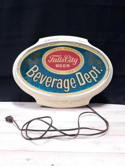 Falls City Beverage Dept. Oval Light-Up Wall Sign