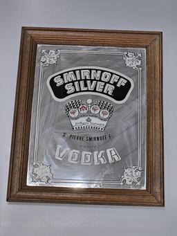 Smirnoff Silver Vodka "Crown" Bar Mirror - Framed