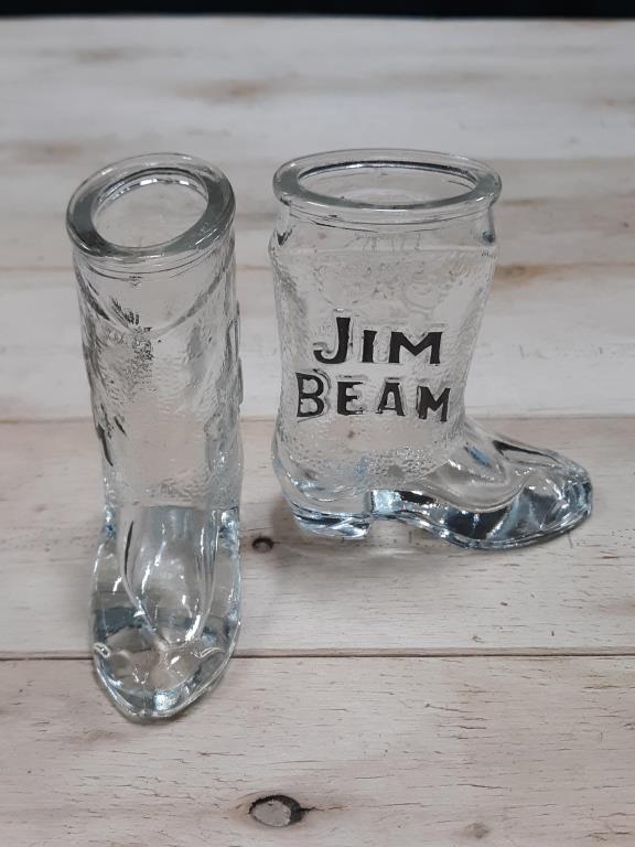 Jim Beam Bourbon "Boot" Shape Shot Glasses (2)