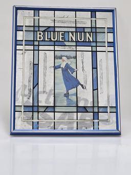 Blue Nun "Ice Skating" Stained Glass Bar Mirror