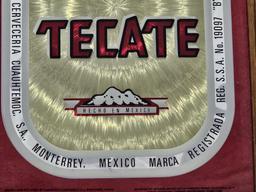 Tecate Cerveza Red & Gold Bar Mirror - Framed
