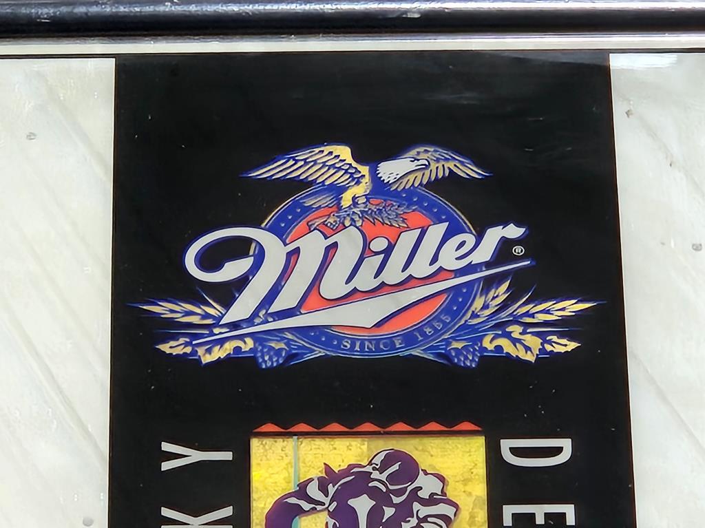 Miller Beer Derby 123 Painting Bar Mirror + Promo