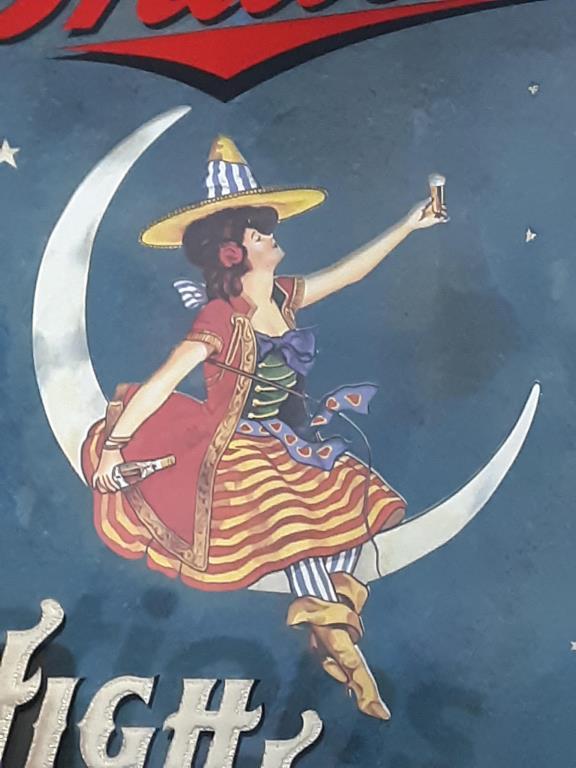 Miller High Life "Moon Girl" Bar Mirror - Framed