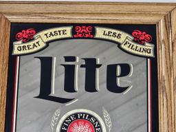 Miller Lite "Cold Beer" Bar Mirror - Framed
