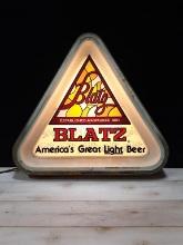 Blatz Beer Triangle Light-Up Wall Sign - Works