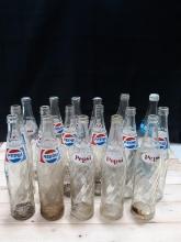 Vintage Pepsi Bottles (16 ) + Canada Dry Bottle