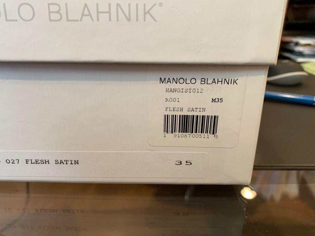 Manolo Blahnik Hangisi Flesh Satin Jewel Buckle Pumps with box (size 35)