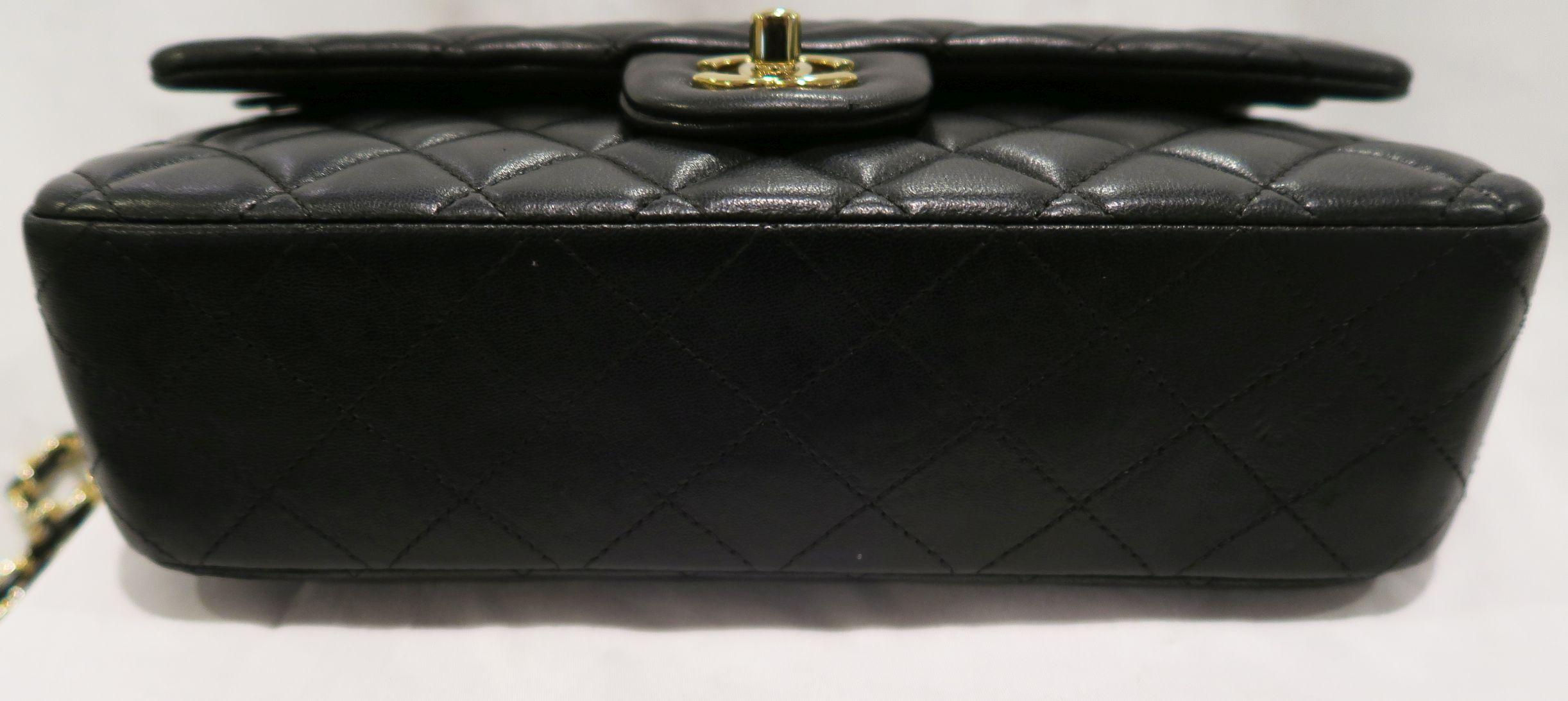 Chanel Classic Flap Bag, Lambskin, Gold Tone Hardware, Signature CC Turn Lock Clasp, Interwoven Leat