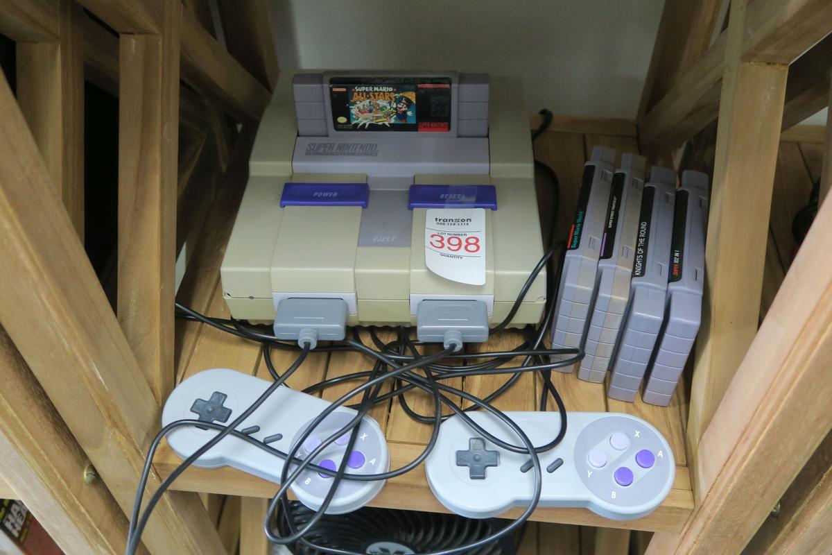 Super Nintendo with 2 Controllers and 5 Games