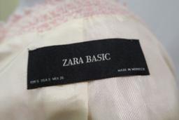 Zara Pink Plaid Jacket w/Jeweled Buttons, size S, worn