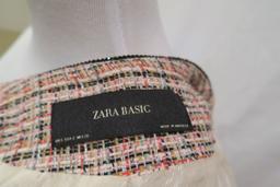 Zara Pink Plaid Blazer w/Gold Chain Embellishment, size S, worn