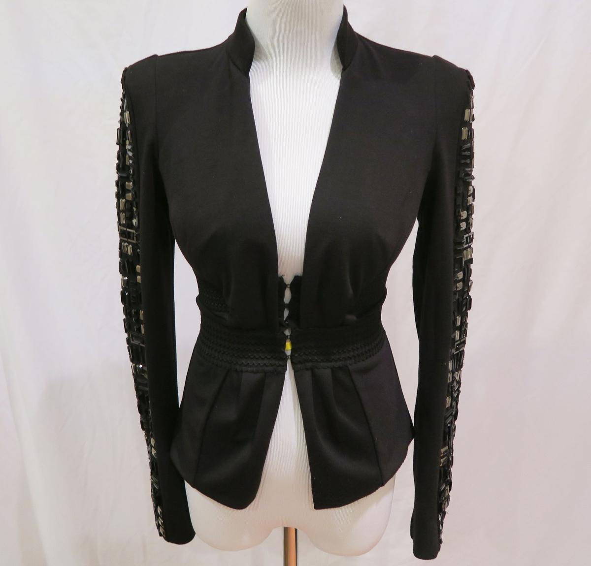 Bebe Black Blazer w/Embellished Sleeves, size 0, worn