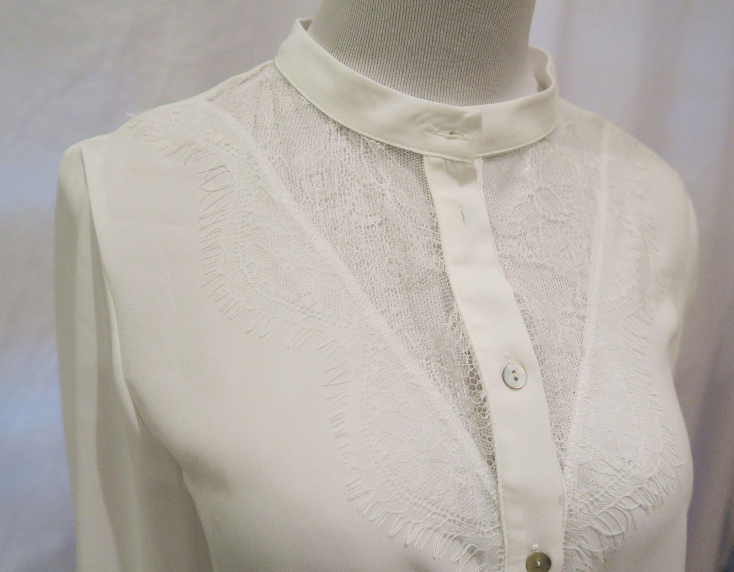 Zara White/Lace Long Sleeve Blouse, size XS, new with tags